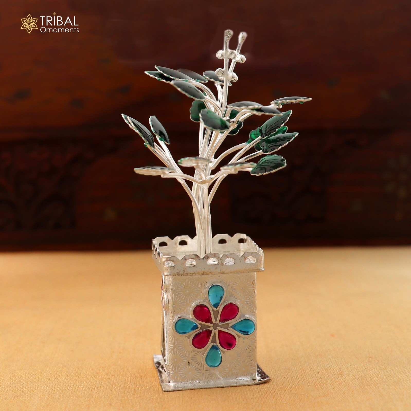 925sterling silver tulsi plant basil rosary plant for puja temple article su1396