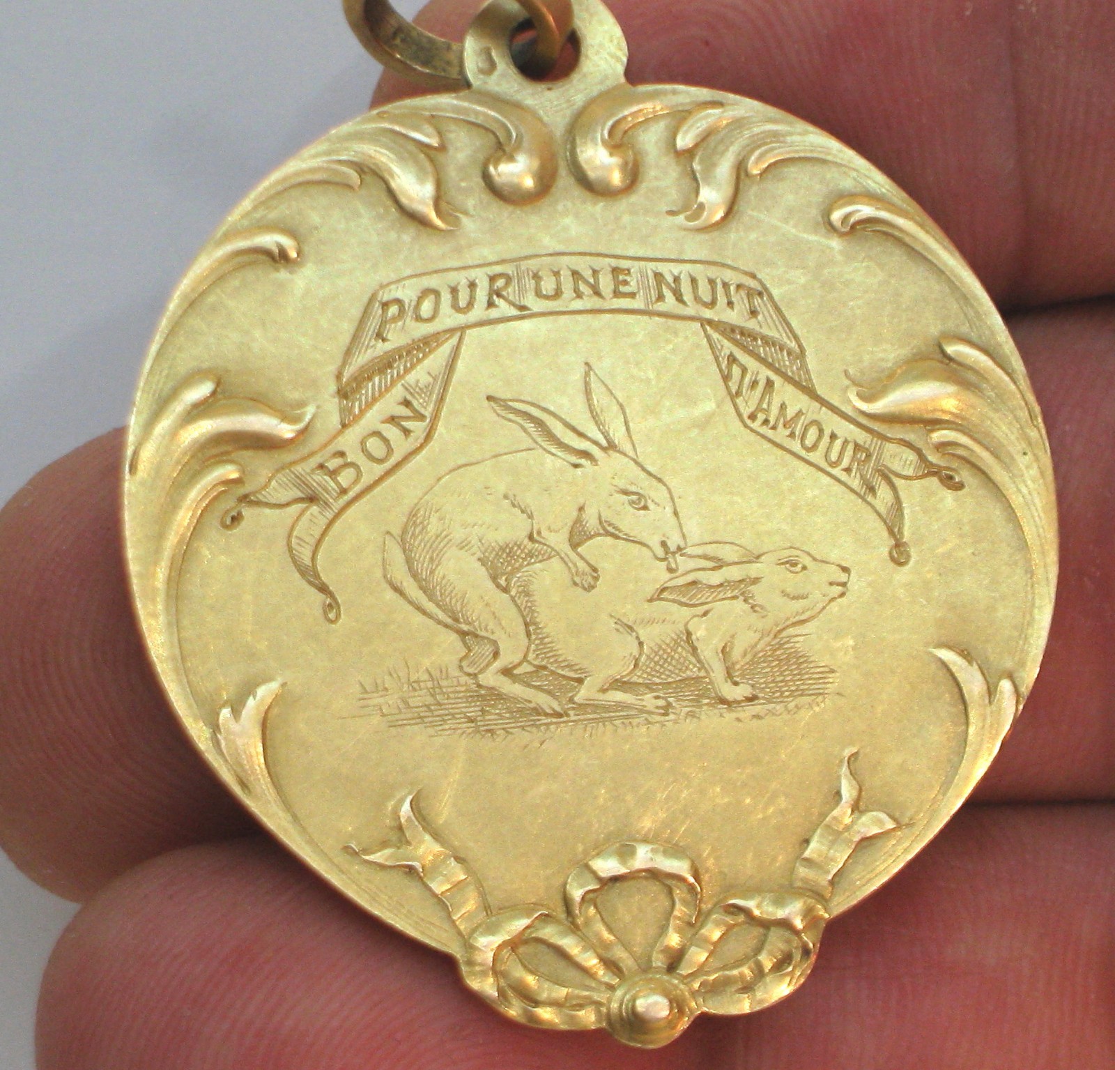 Erotic French 18K Gold Paris Theater Actor Rabbits Pig & Woman “A Night Of Love”