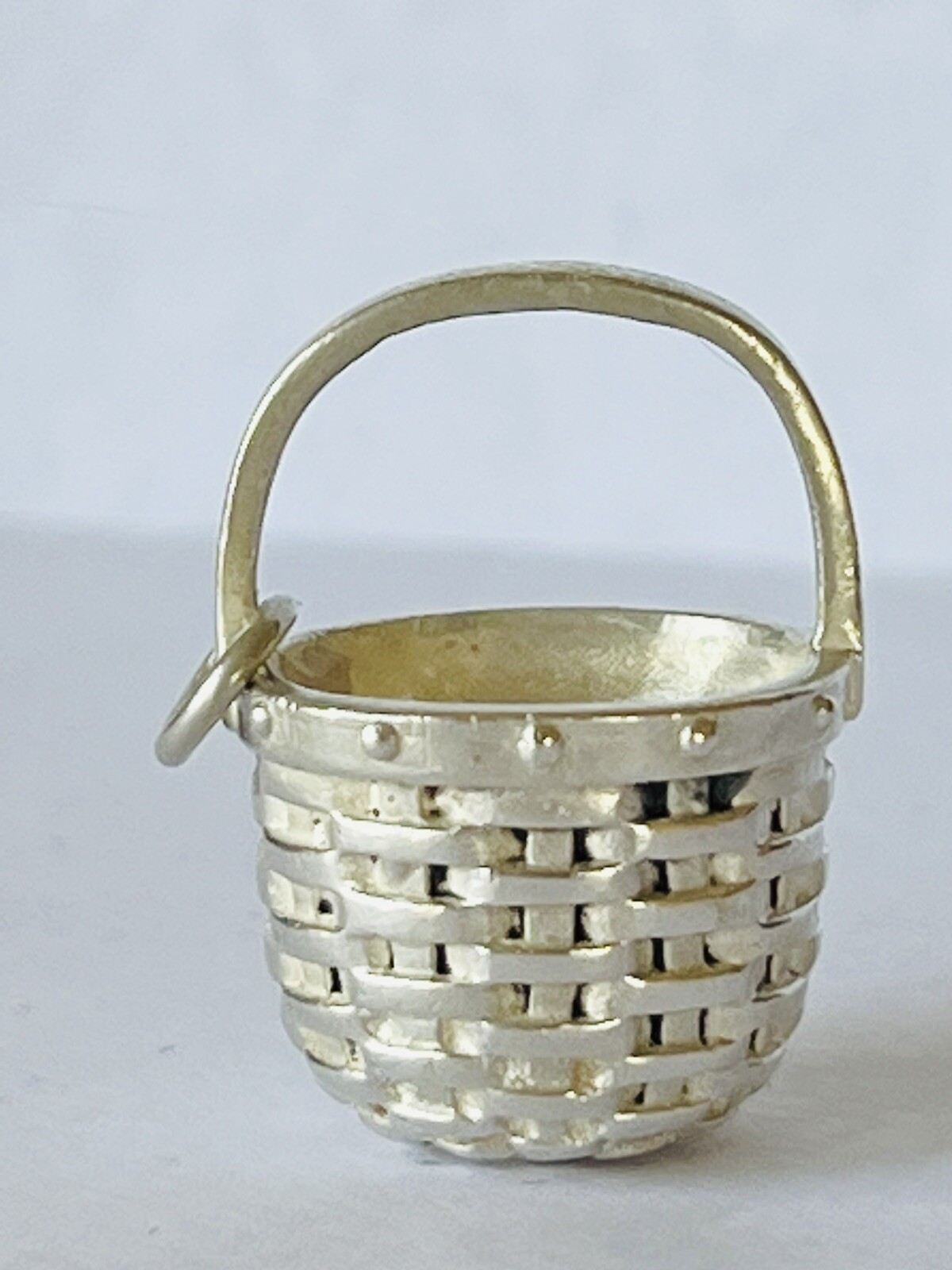 Sterling Silver Brown County Apple Basket Charm For Bracelet or Pendant
