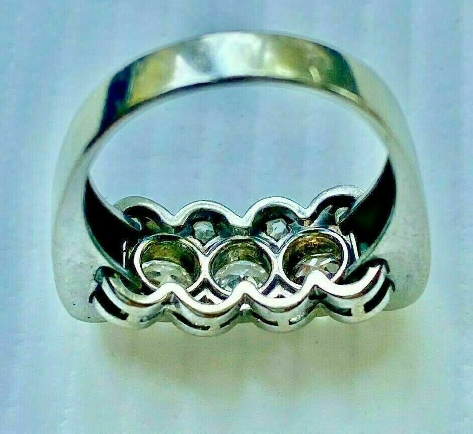 0.45Ct White Round Stones Vintage Reproduction Ring Solid 925 Sterling Silver