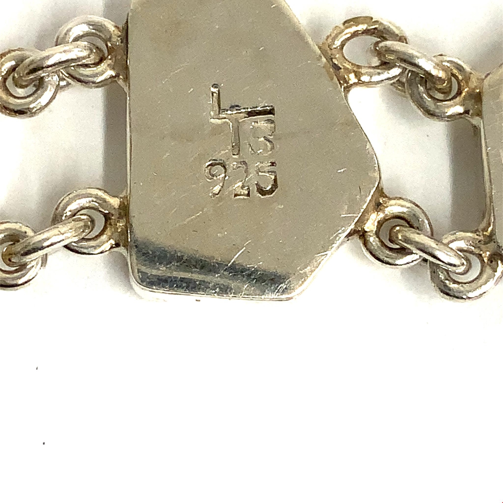 Vtg Sterling Sign LTS Hand Painted Ceramic Porcelain Link Toggle Bracelet 7 1/2