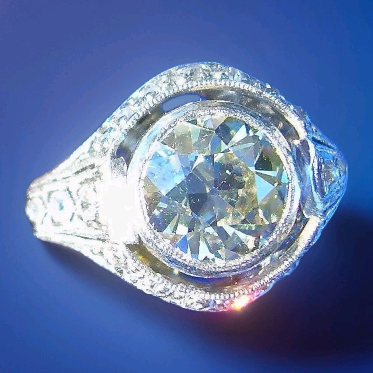 Original EARTH MINED DIAMOND Deco Engagement Ring Vintage Platinum 1.8 Solitaire