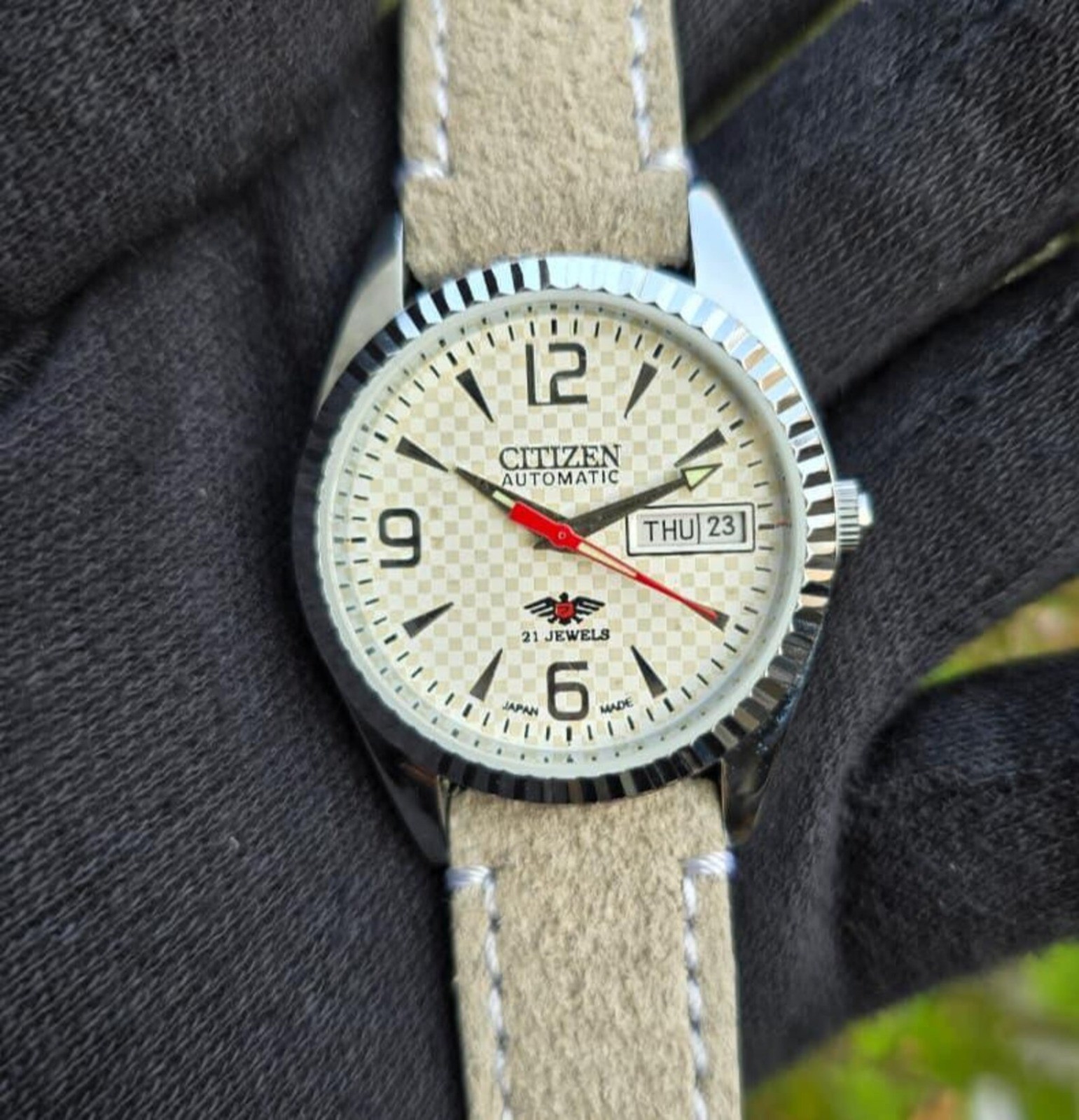 Vintage Citizen Automatic Transparent Back Men Day date Refurbished wrist watch*