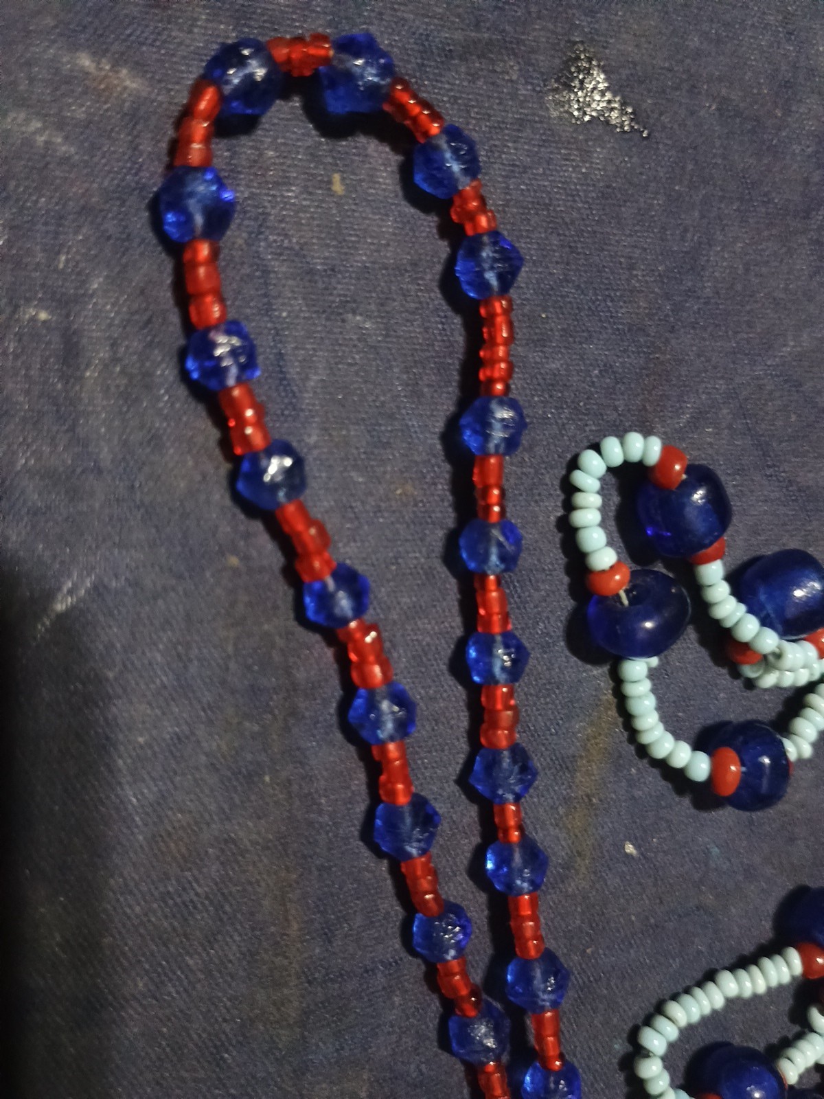 1 Vtg Carved Wooden African Elephant Necklace,Plus 3 Beaded Necklaces.