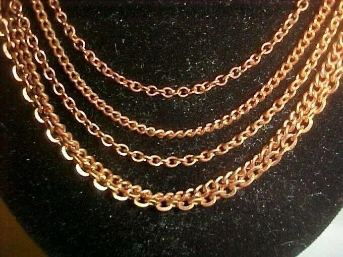 1 VINTAGE COPPER COATED STEEL GRADUATED BIB STYLE 5 CHAIN 18″ NECKLACE N53