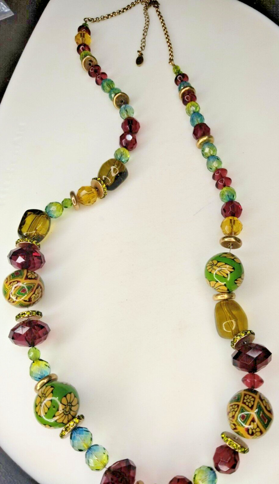 Beautiful Danish Design Pilgrim glass beaded necklace rhinestone gold spacer
