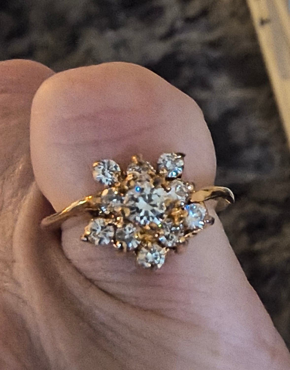 Vintage Swarovski (S.A.L.) Floral Cluster Ring Gold-Tone Statement Cocktail Ring