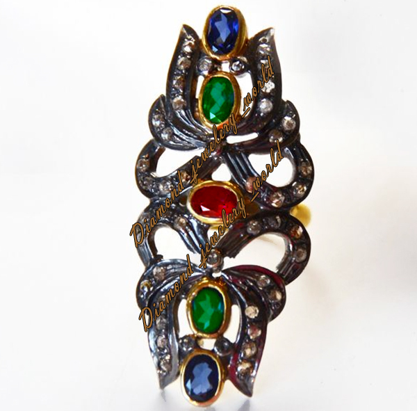Stunning 1.75ctw Rose Cut Diamond Gemstone Studded Silver Victorian Ring Jewelry