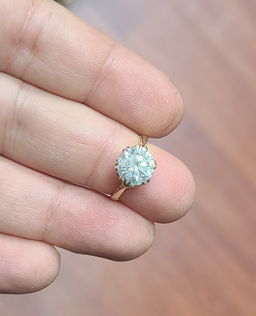 14k Yellow Gold Vintage Engagement Ring 2.82 Carat Natural Round Diamond