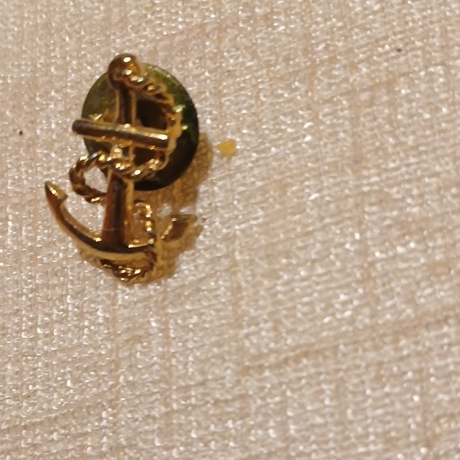 Gold Tone Nautical Anchor Lapel Pin / Tie Tack, No Stone, Unisex Adults