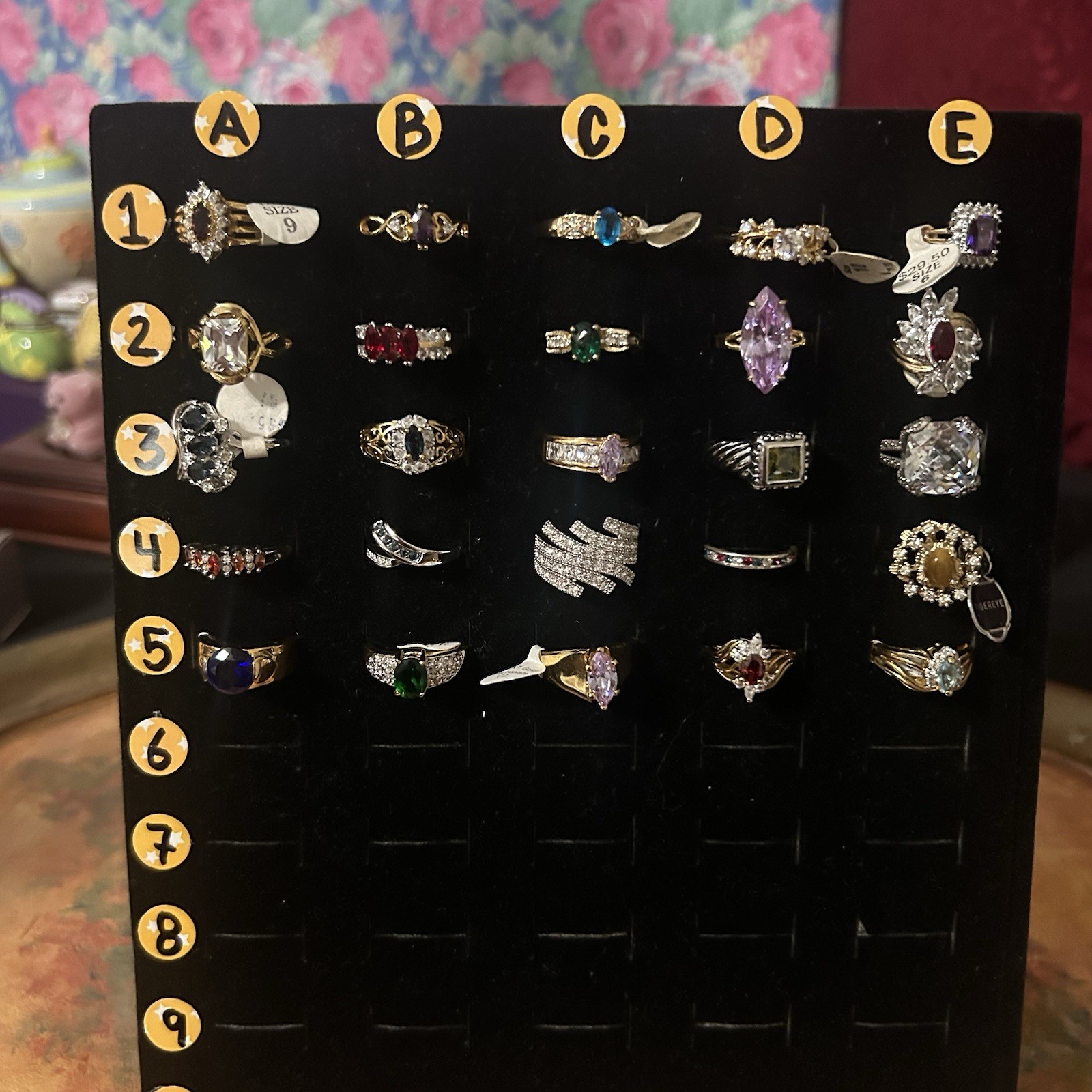 Vintage HGE Ring Lot 25pc New Old Stock w/ Tags Mixed Sizes Reseller