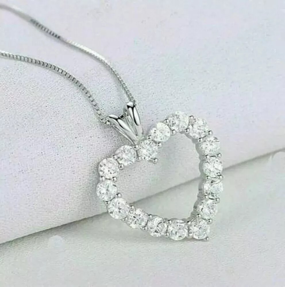 Round Lab-Created Diamond Special Love Propose Gift Pendent 14K White Gold FN