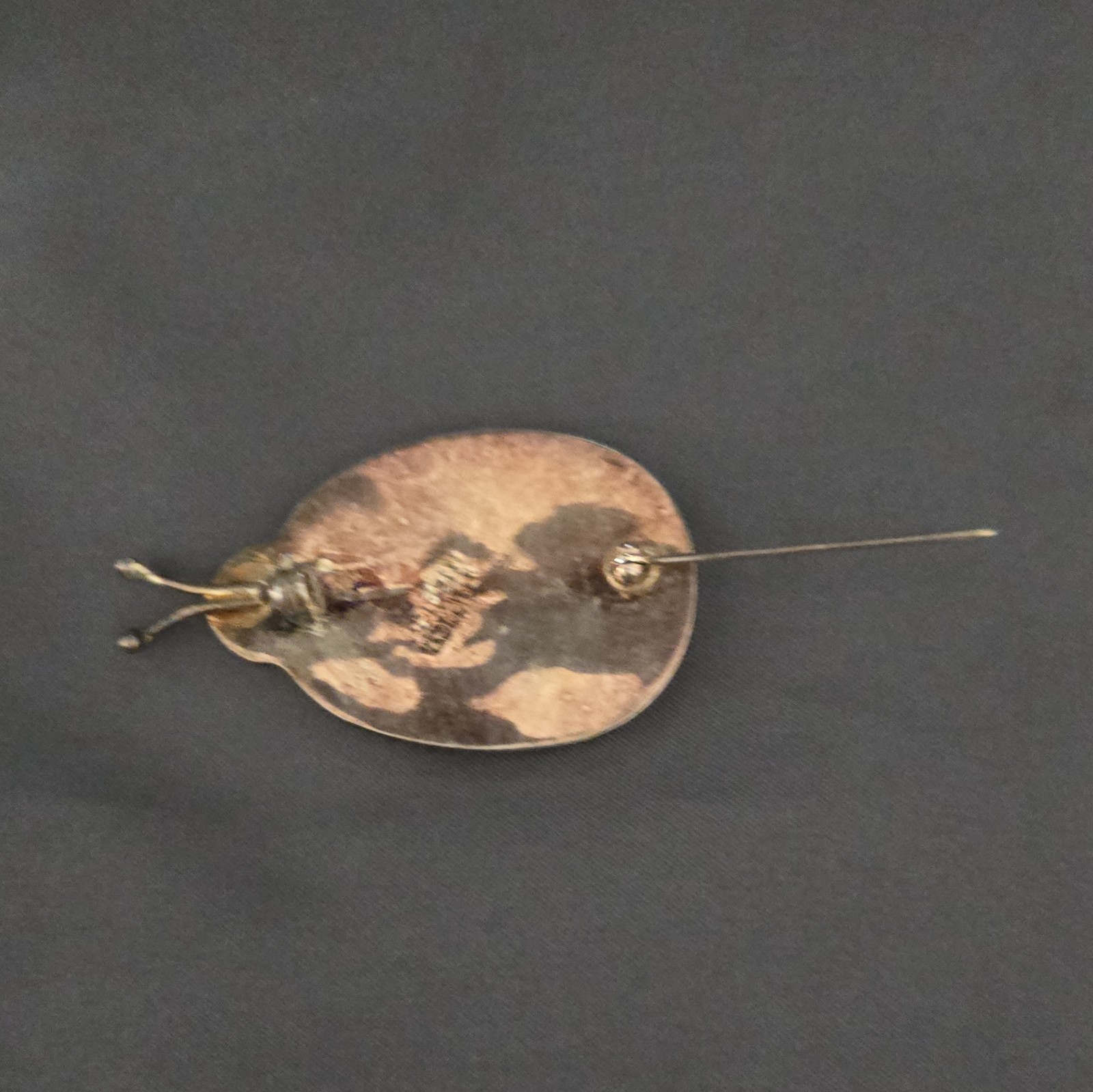 Silver Tone Shell Inlay Ladybug Brooch Pin Multicolor Unisex Adults Alpaca Mex