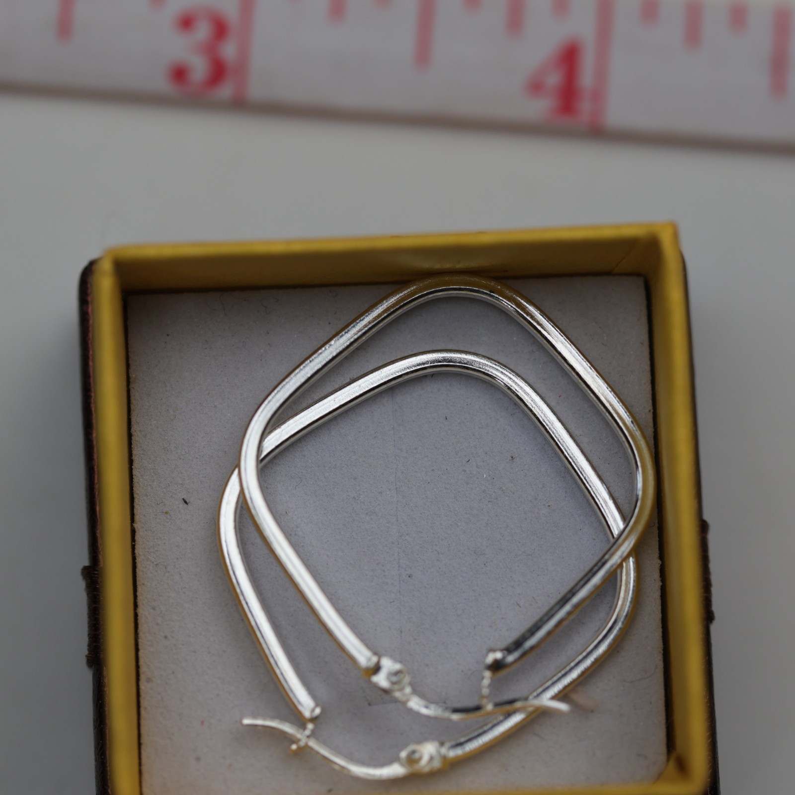 Square Tube Hoop Earrings Sterling Silver