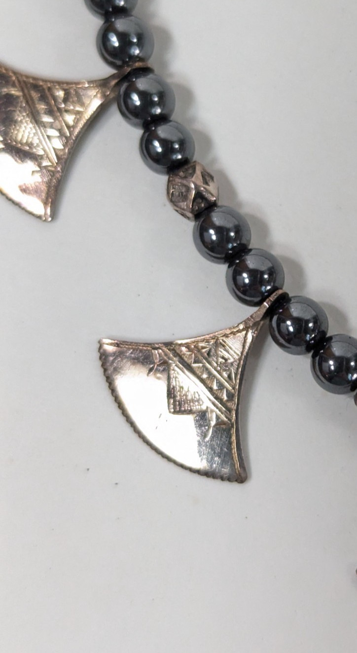 Sterling Silver Tuareg Berber Bead Necklace & Earrings African Tribal Jewelry