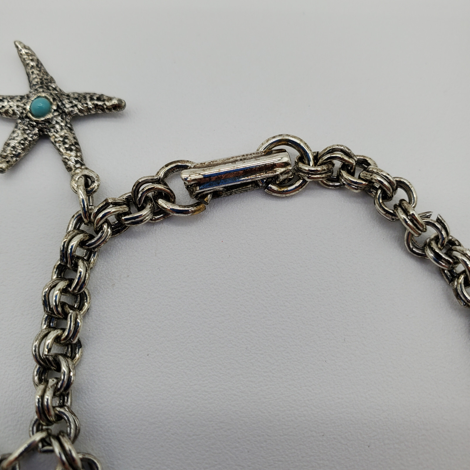 Vintage Costume Jewelry Charm Bracelet with 6 Sea Creatures