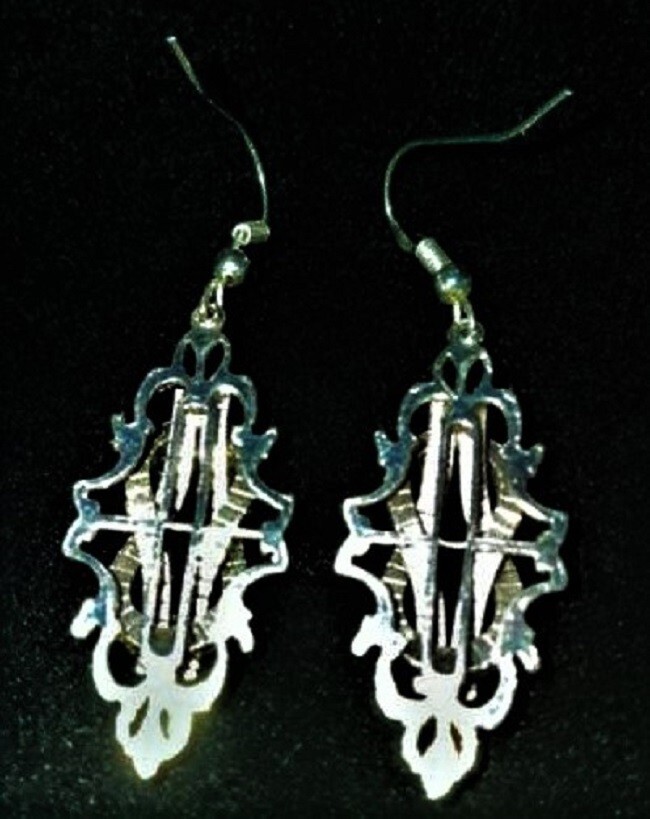 Antique Sterling Silver Dangle Filigree Drop Pierced Earrings Gorgeous Free Ship