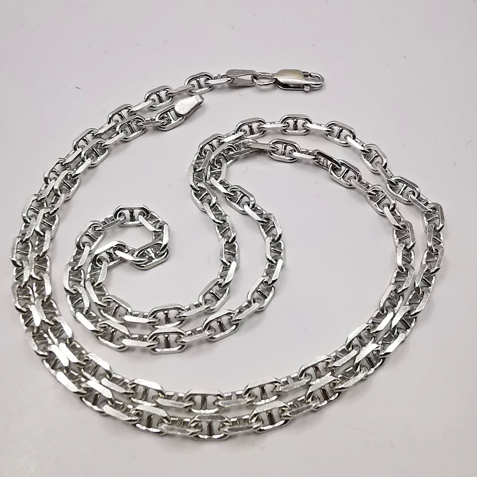 925 Sterling Silver Vintage Unusual Anchor Chain Necklace Thin Link Men’s