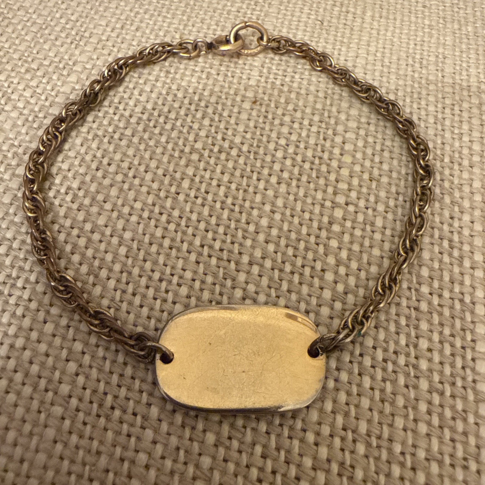 Vintage Gold Filled ID Identity Medical Bracelet GF Engrave Plate Rope Chain