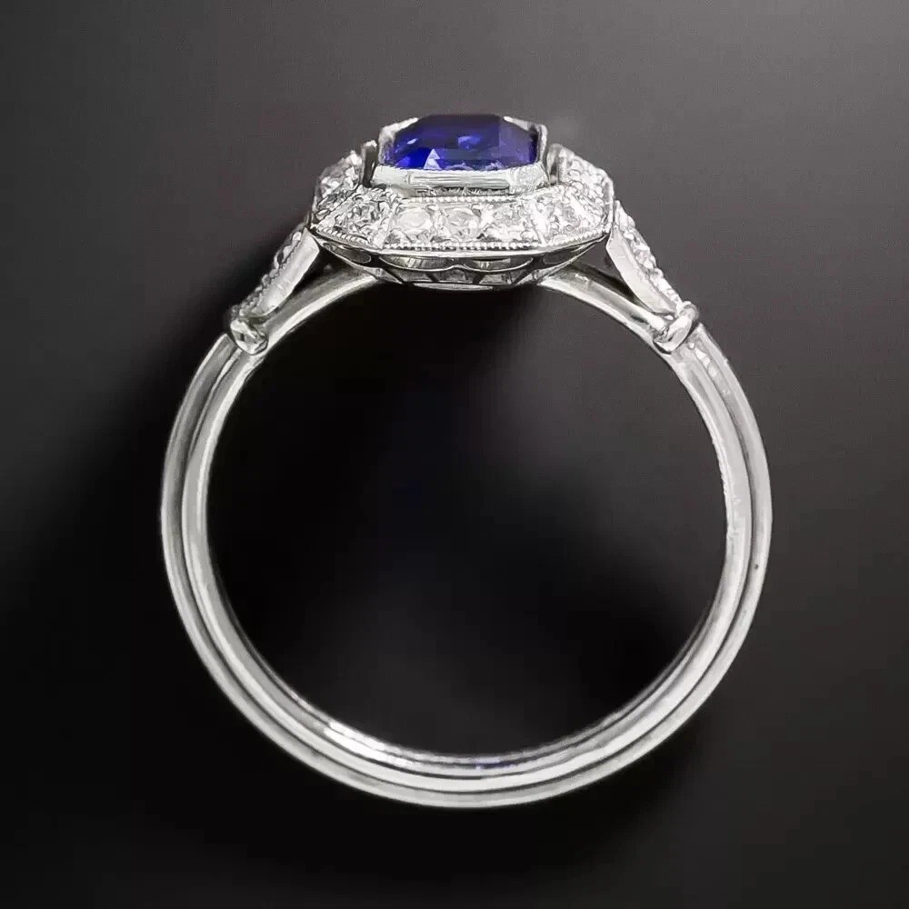 3Ct Art Deco Lab Created Sapphire Anniversary Wedding 14K White Gold Finish Ring