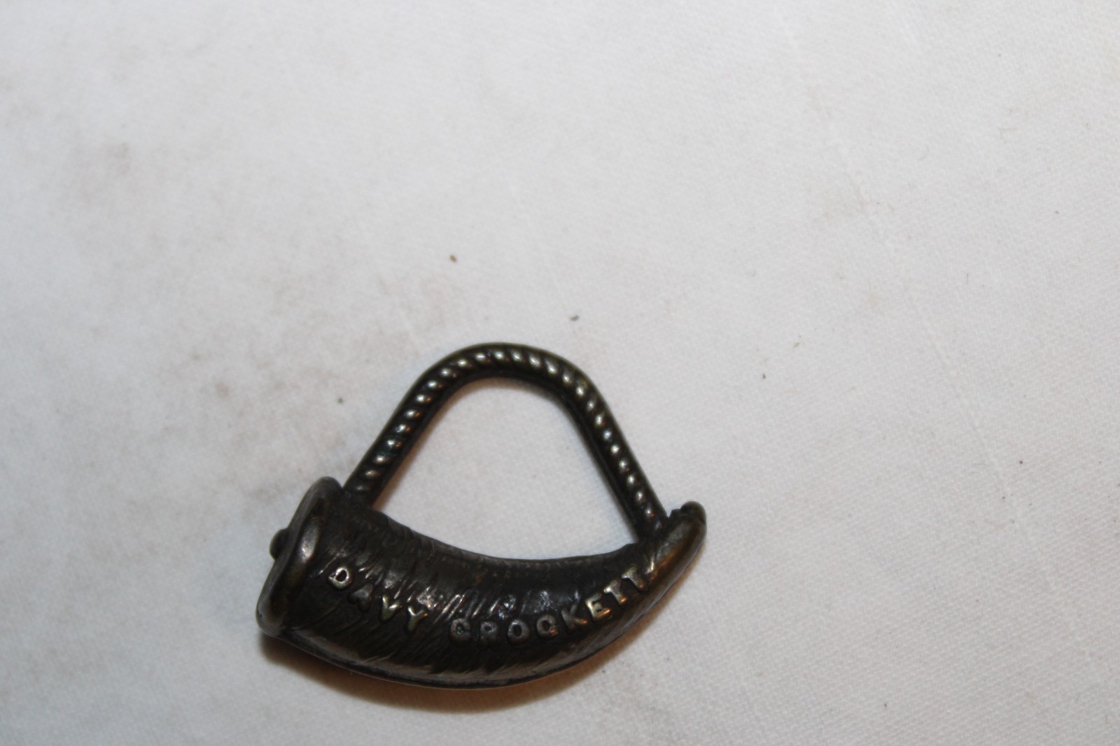Vintage Davy Crockett Horn-Shaped Silver Tone Classic Retro Charm Pendant