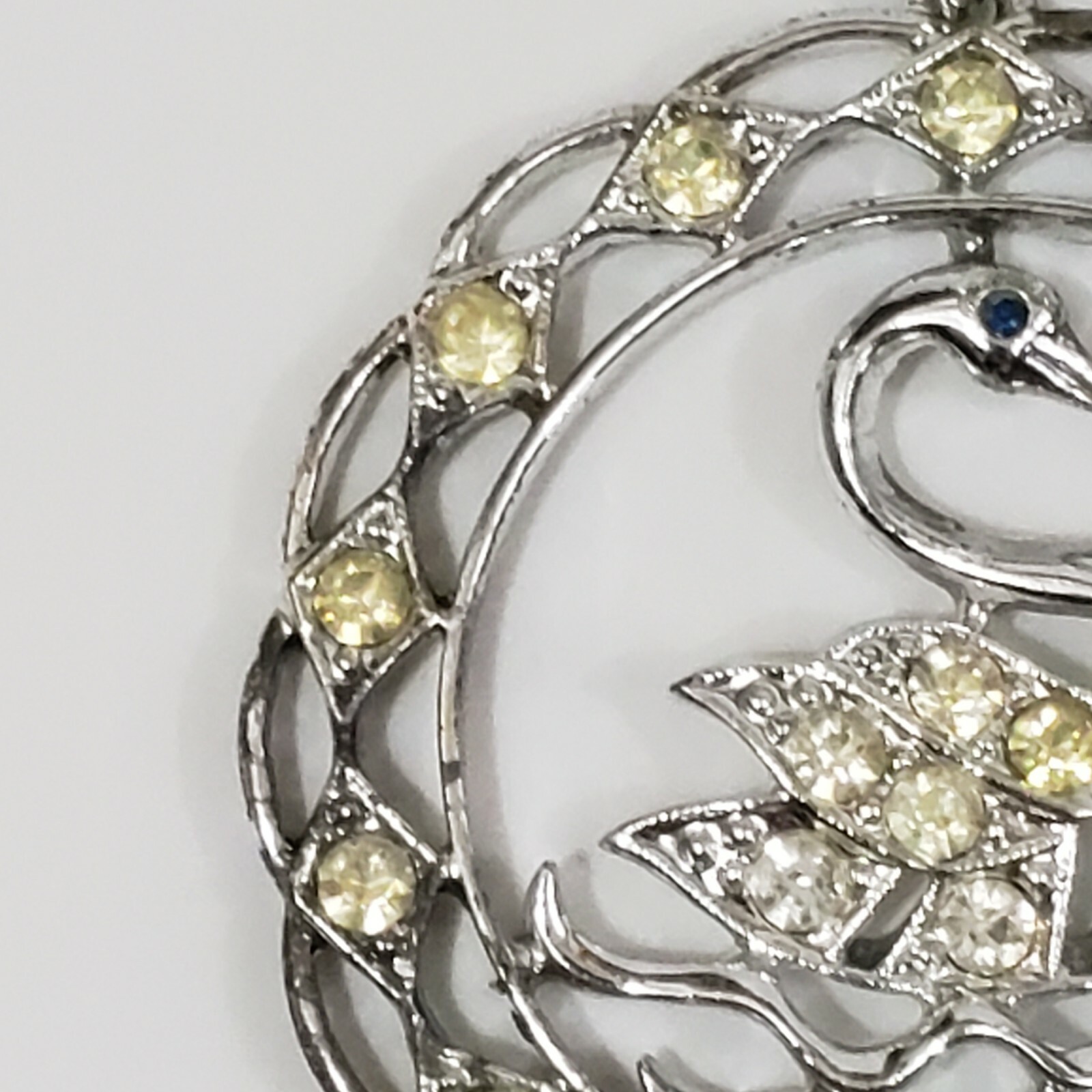 Sarah Coventry 1970s Swan Lake Pendant with Aurora Borealis Crystals