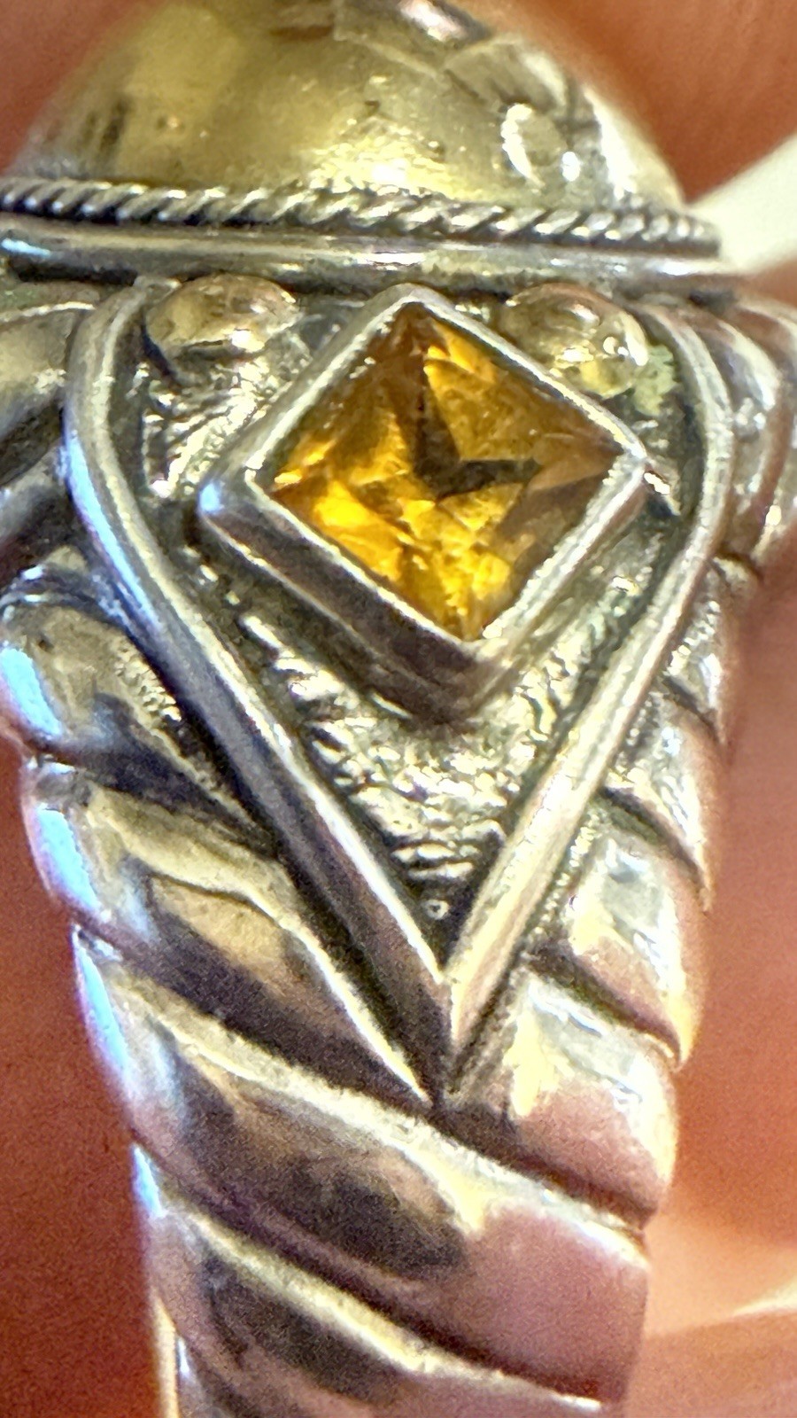 Robert Manse Sterling Silver Dome Ring 18k Gold Accents Citrine Size 6 Vintage