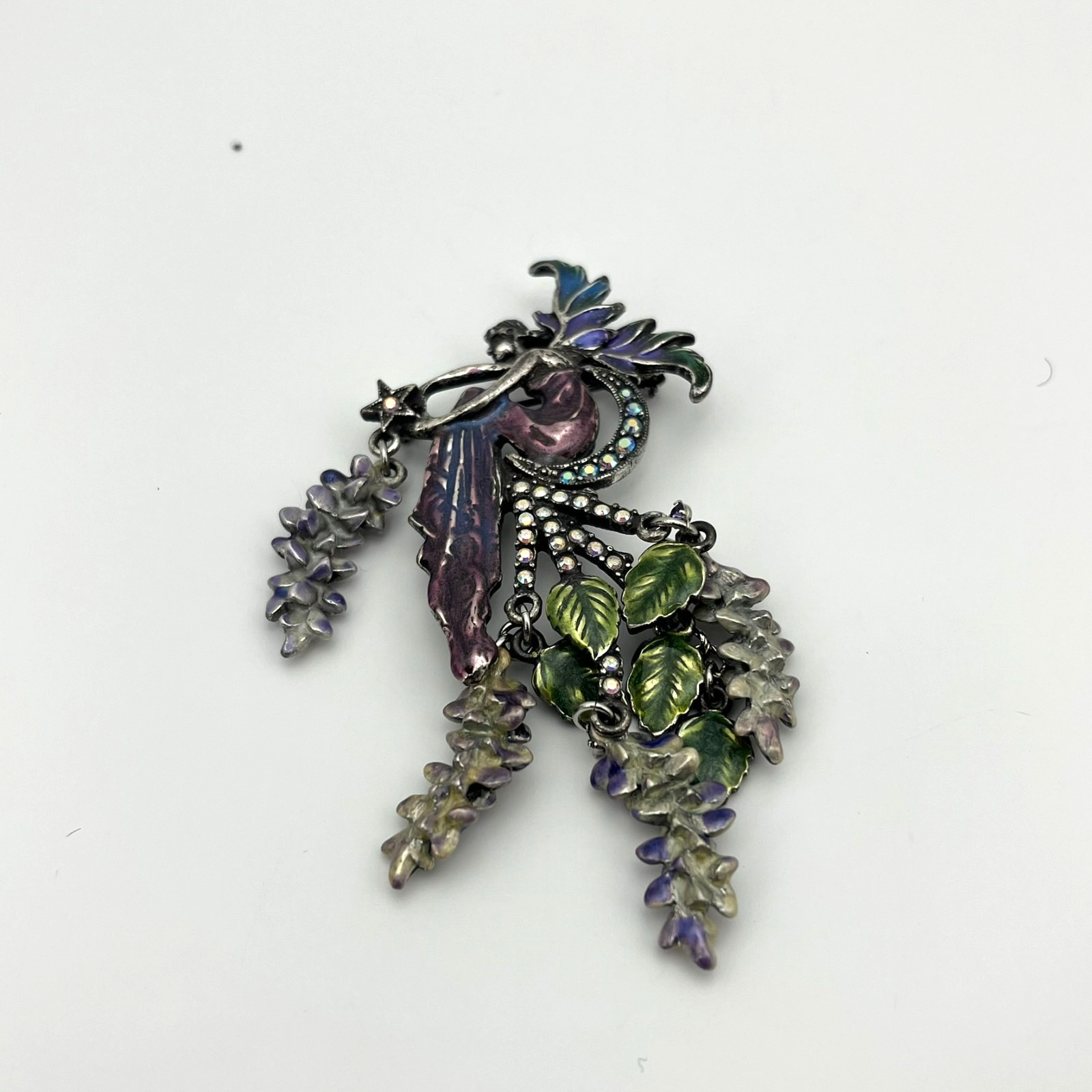 Kirks Folly Enchanted Fairy Moon Brooch Wisteria Flowers