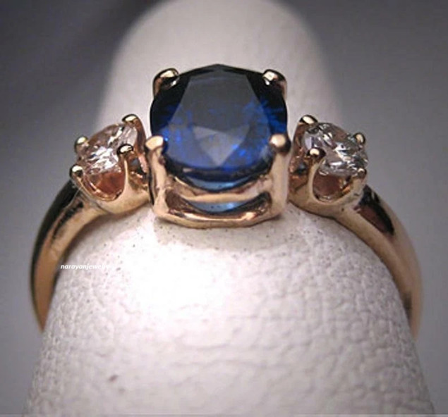 3.90 Ct Natural Sapphire Art Deco Vintage Engagement Ring 14K Rose Gold Finish