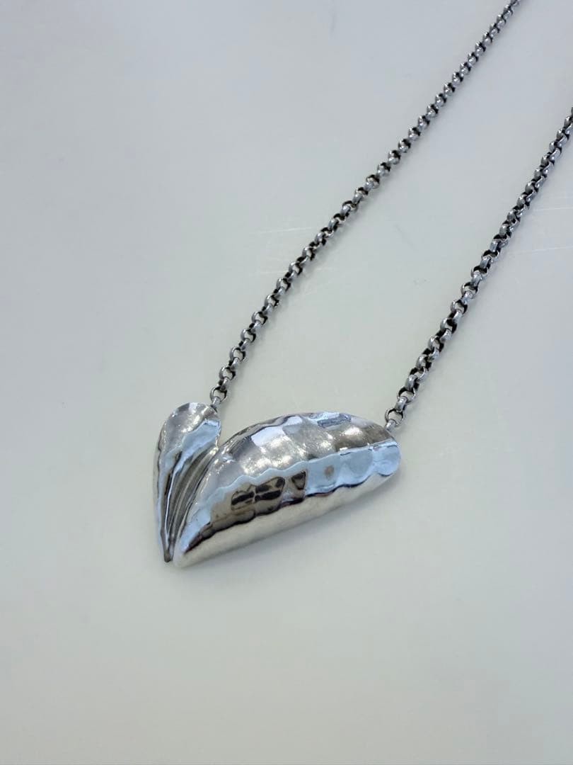 Georg Jensen Artist Heart Pendant 2003 Silver 44cm Chain 7.2g