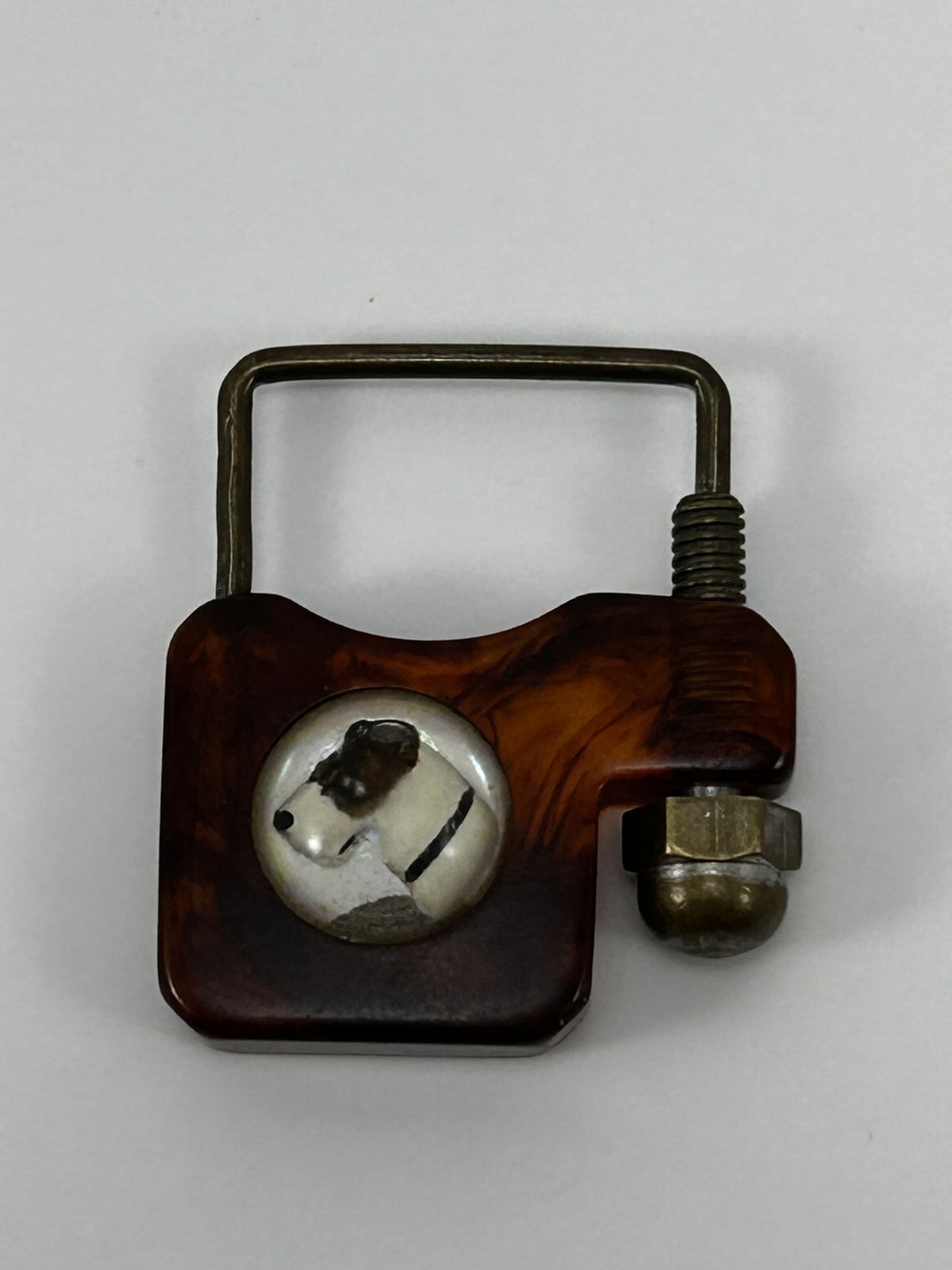 Vintage Antique Tortoiseshell Celluloid Dog Bakelite Mother key Pearl Clip tag