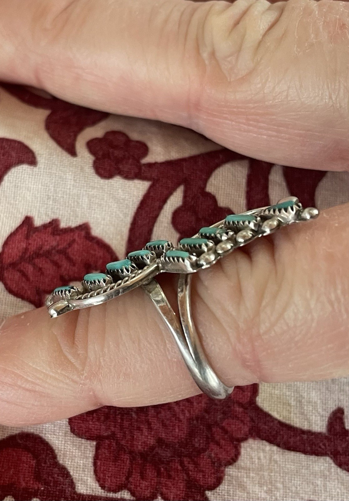 Vintage Native American Style Sterling Silver Turquoise Ring No Marks Size 5-1/4