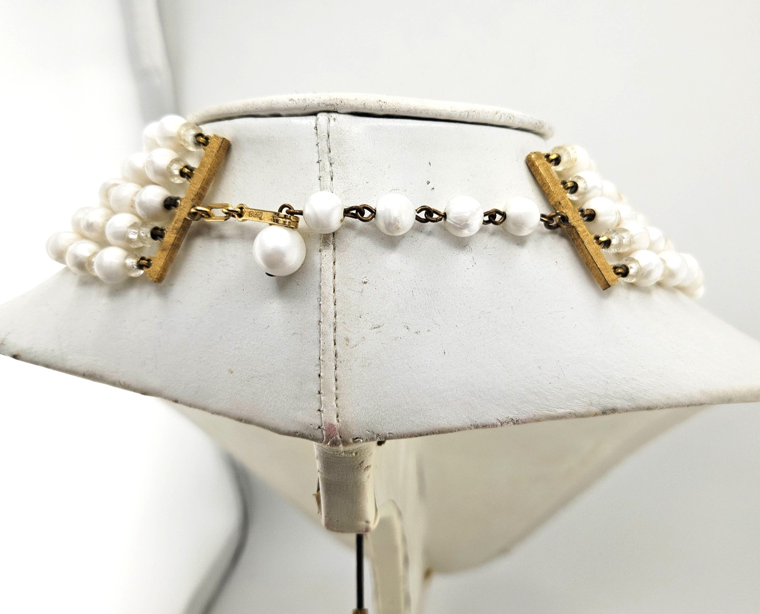 Vintage 5-Strand Faux Pearl Necklace Multi-Layer Baroque Statement Choker MCM