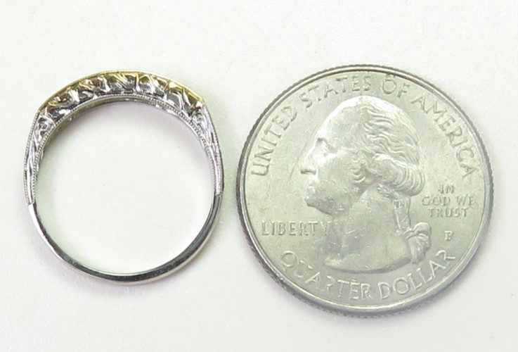 Antique Fancy Light Yellow Plat 18KY Cushion Diamond Wedding Band Size 6 EGL USA