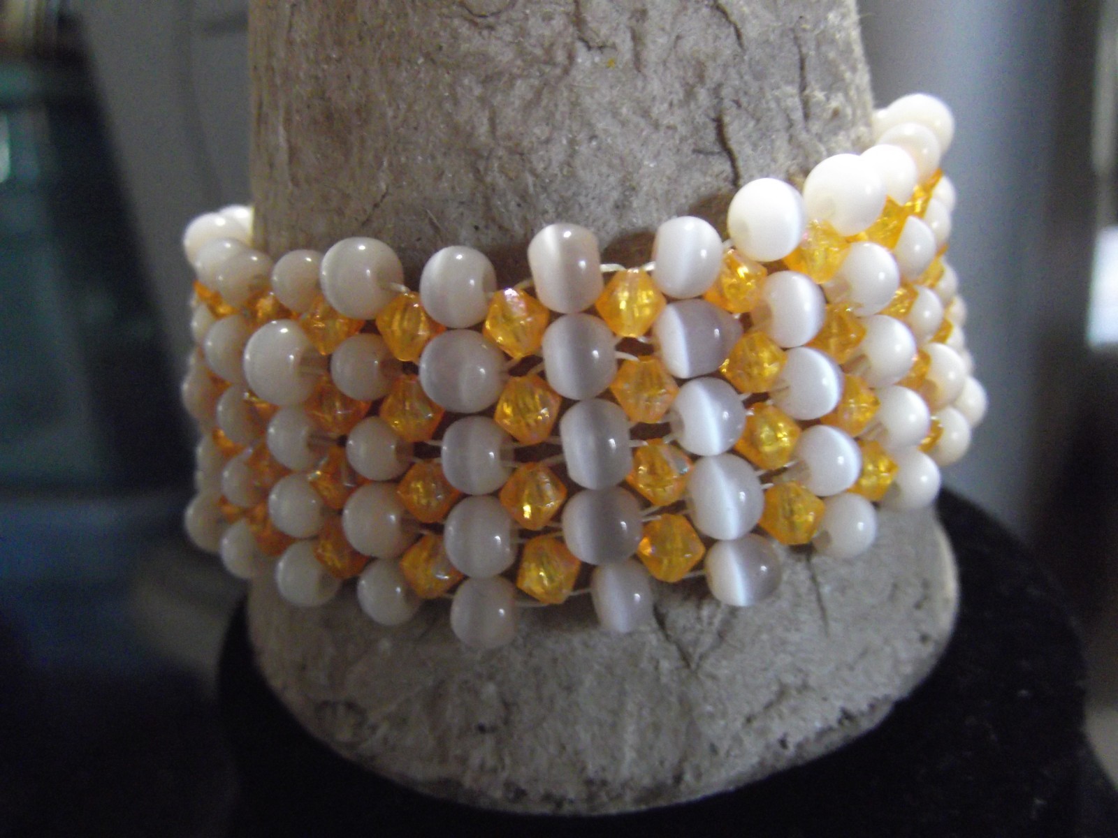 Vintage Costume Orange and White Halo 2″in Stretchy Barcelet