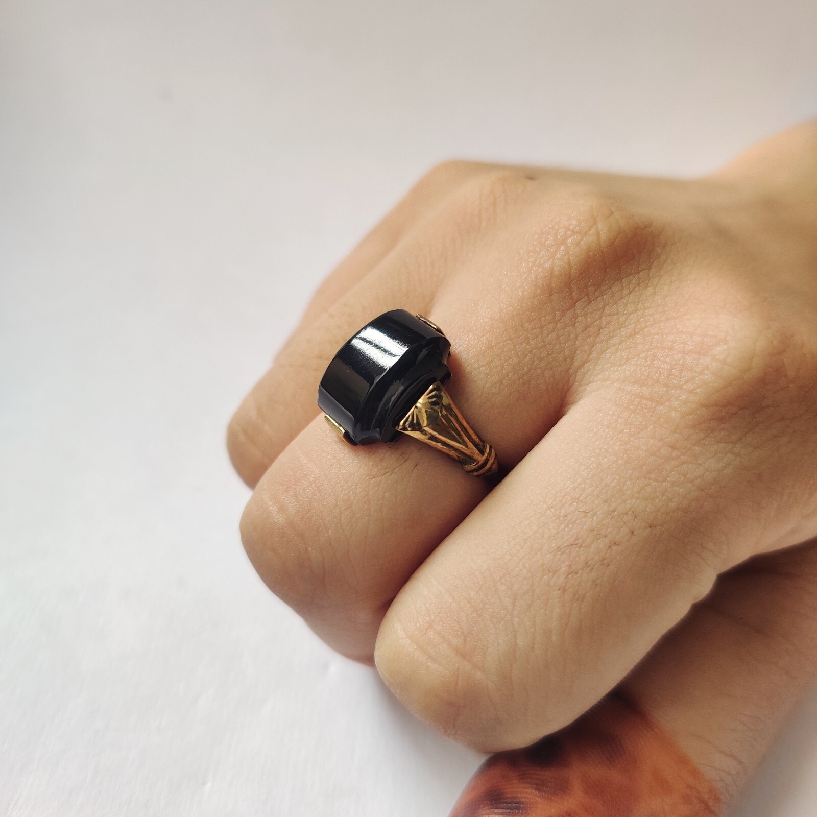 antique 925 silver vintage Victorian art deco handmade black onyx ring best gift