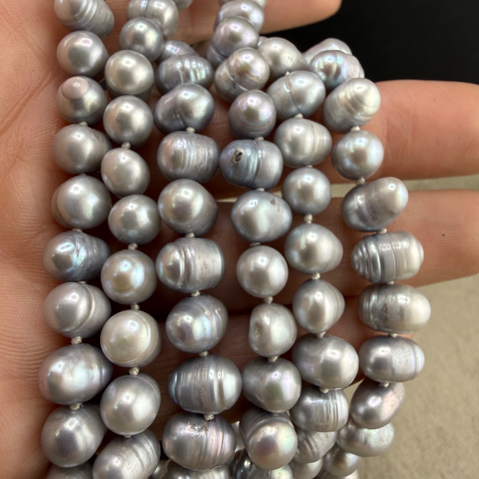 Freshwater Pearl Necklace Silver Tone Flapper Opera LONG 96”