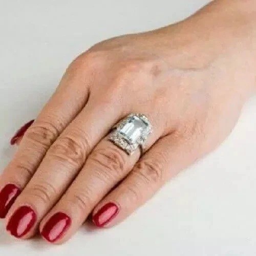 5.5Ct Art Deco Style Lab Created Diamond Anniversary 14K White Gold Finish Ring