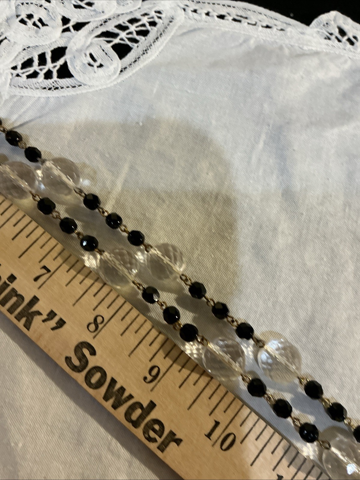 Joan Rivers Czech Republic Black & Clear Faceted Beaded Necklace Gold Tone