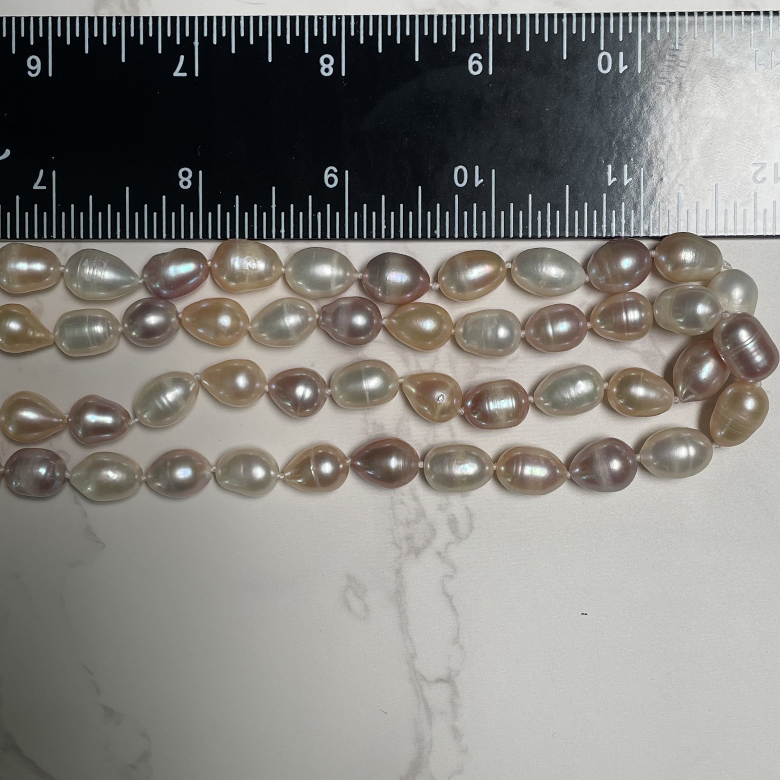 Vintage Baroque 8mm Multigradient Pink & Shape French Fresh Water Pearl Necklace