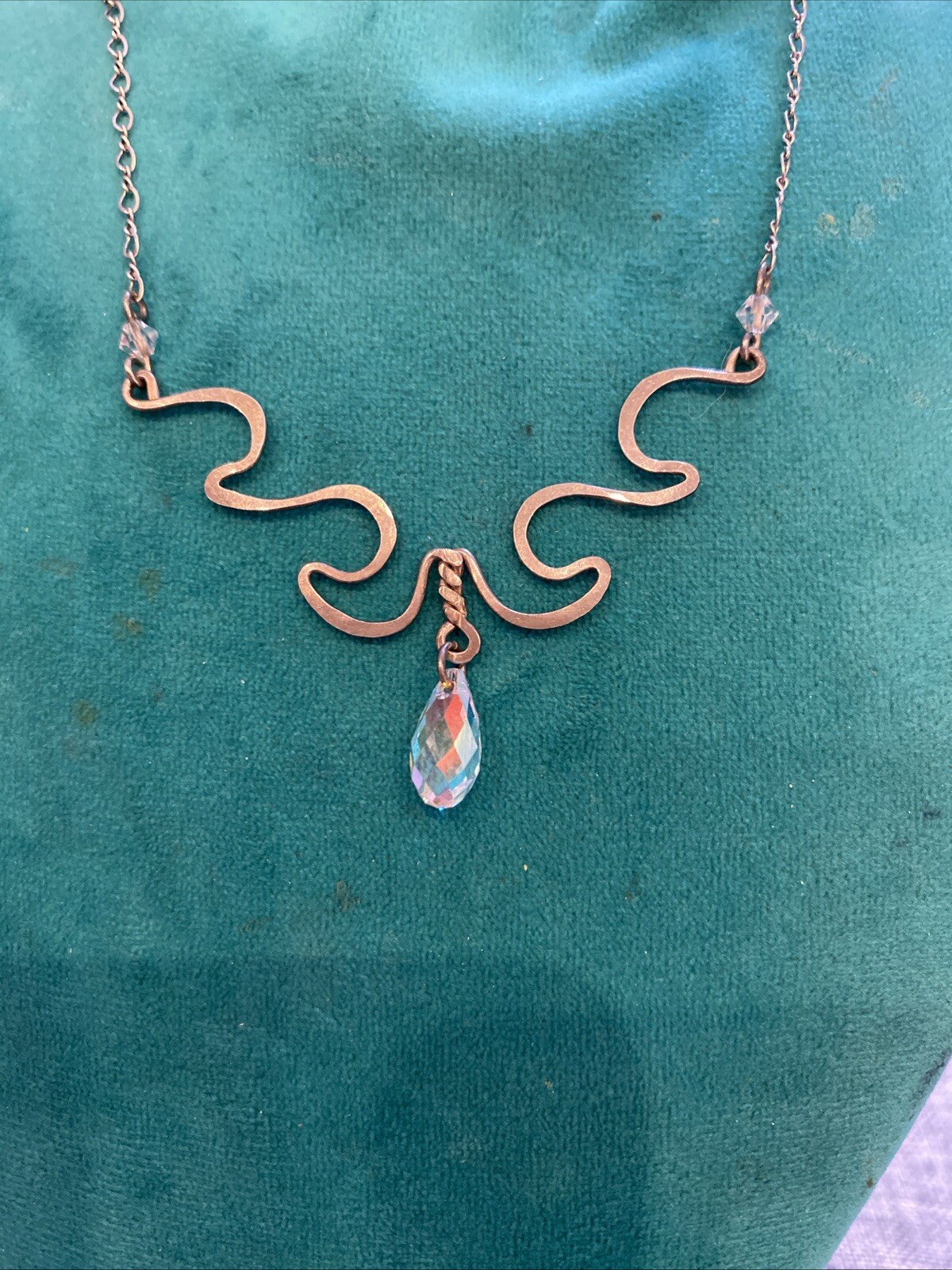 VTG Sterling Silver .925 Signed N/A Aurora Borealis Swirl Necklace 18”