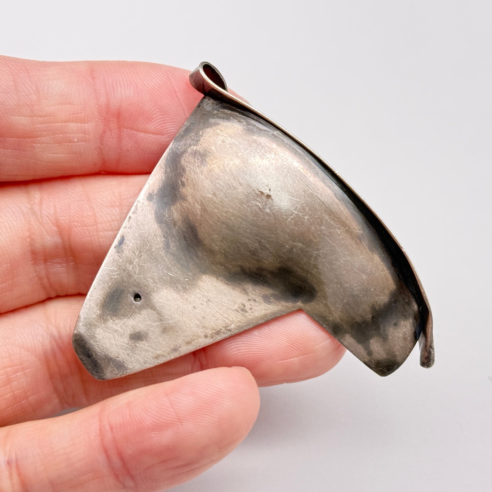 Vintage Brutalist Abstract Agate Silver Pendant