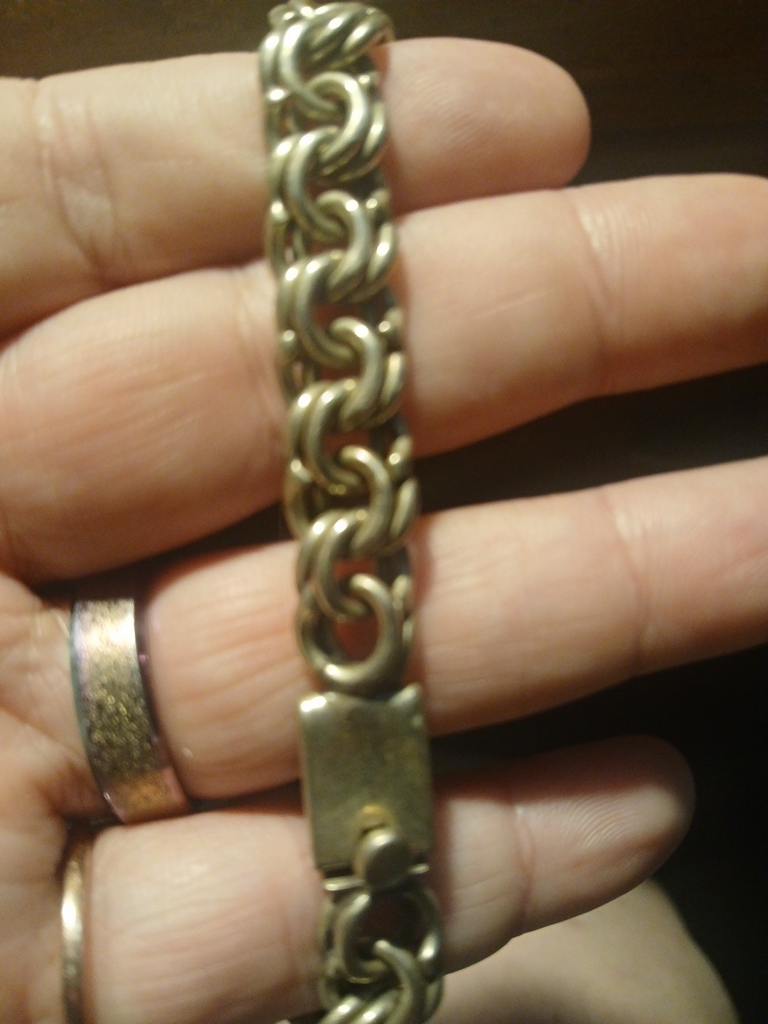 Vtg. Engravable ID Bracelet Brushed Gold Tone Link Bracelet Metal Unknown