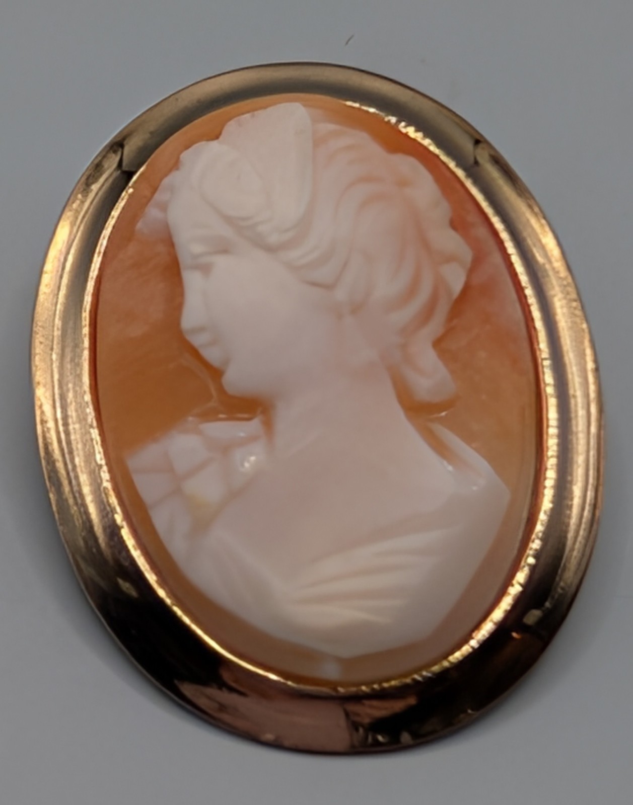 VTG Shell Cameo Set – Sterling Silver/Vermeil Brooch Earrings Victorian Revival