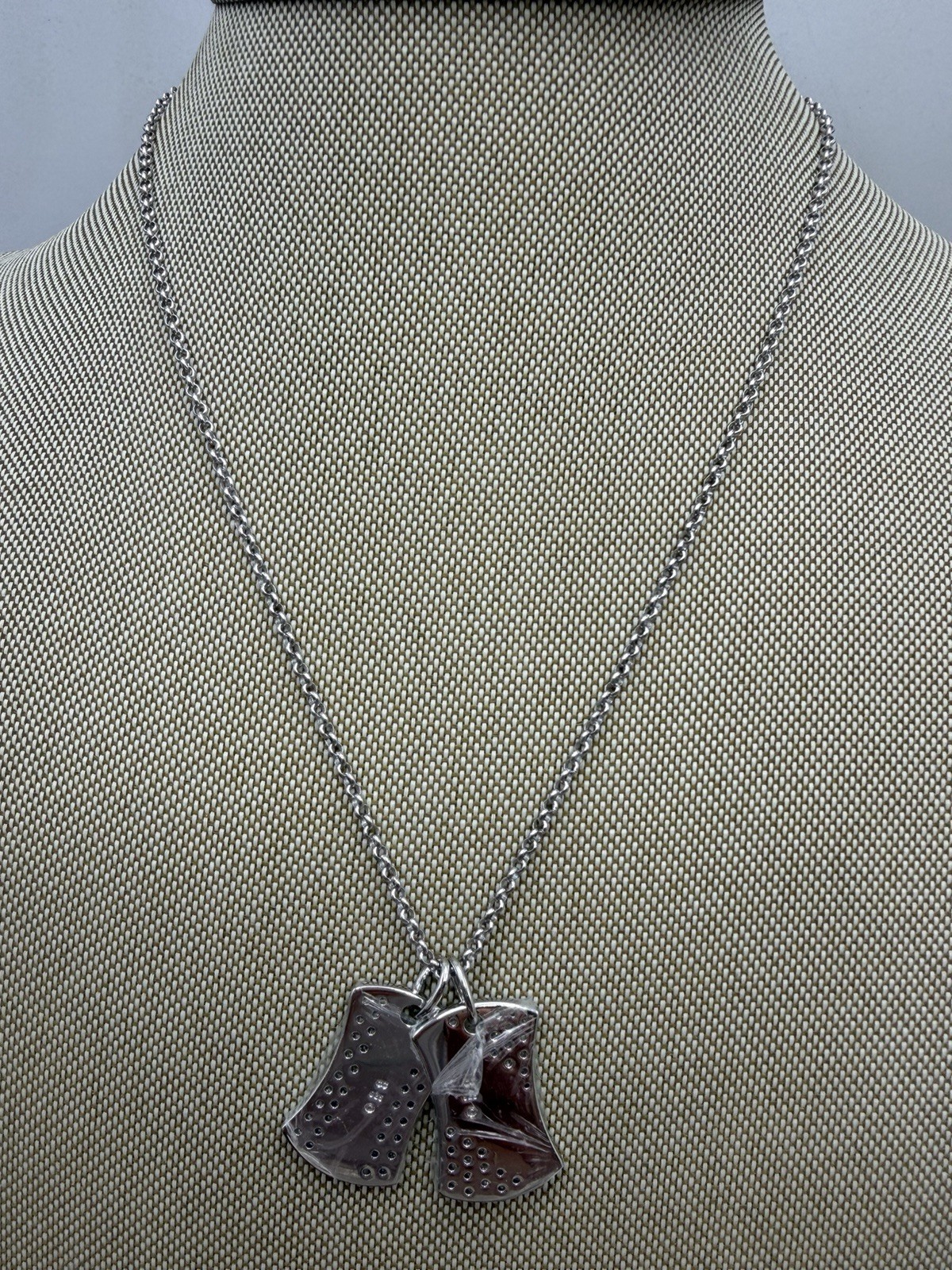 NEW Sterling Silver Naughty Nice Double Dog Tag Necklace 925 Maker Mark CC
