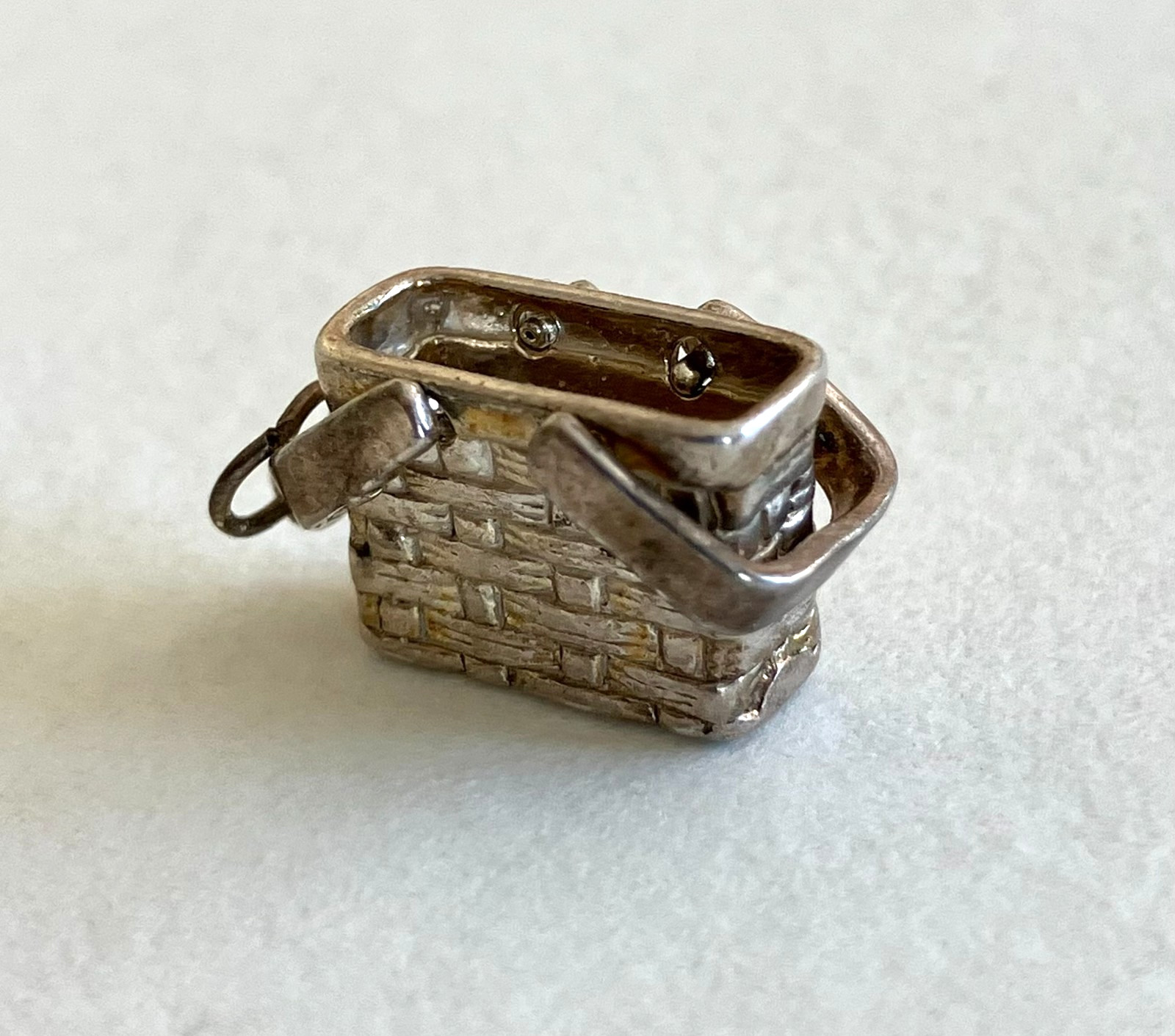 Sterling silver vintage charm, basket