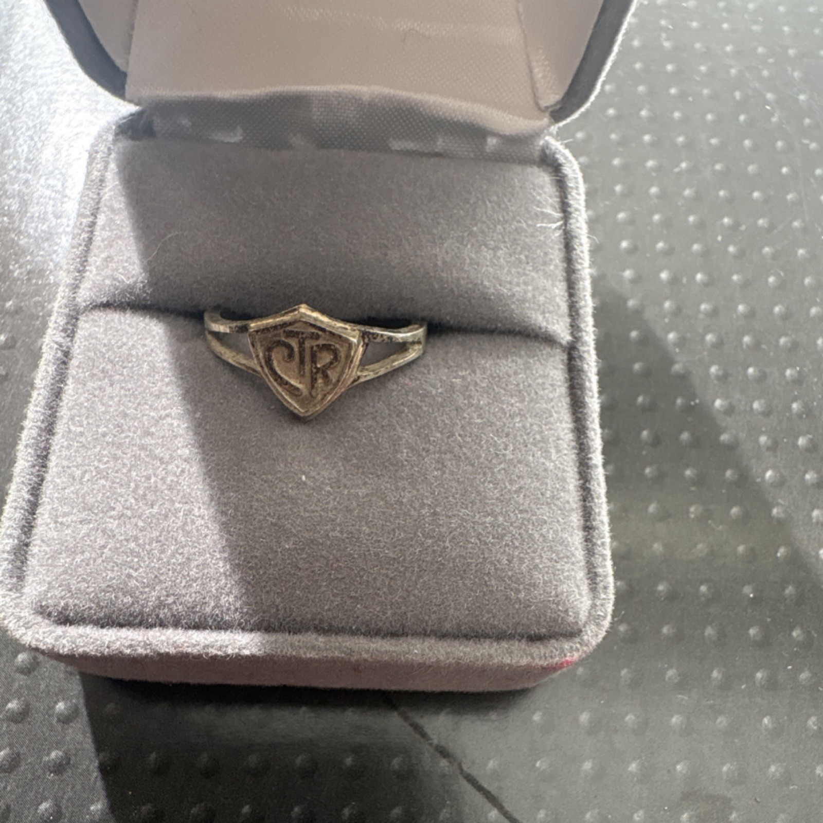 Vintage Silver Shield Signet Ring Monogram Design No Stone Stylish Jewelry