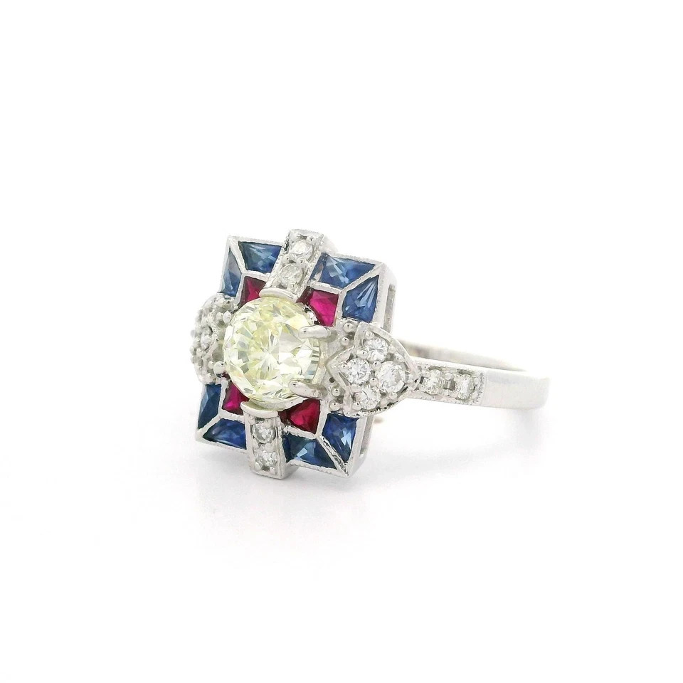 3Ct Art Deco Style Lab Created Diamond Engagement Wedding 14K White Gold FN Ring