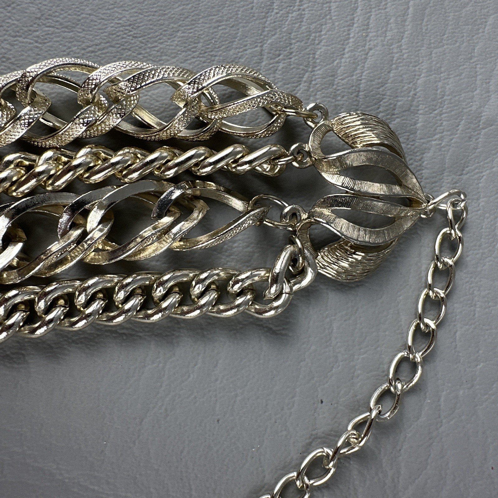 Vintage ART Arthur Pepper Necklace Gold Tone 5 Strand Chain 13-18″