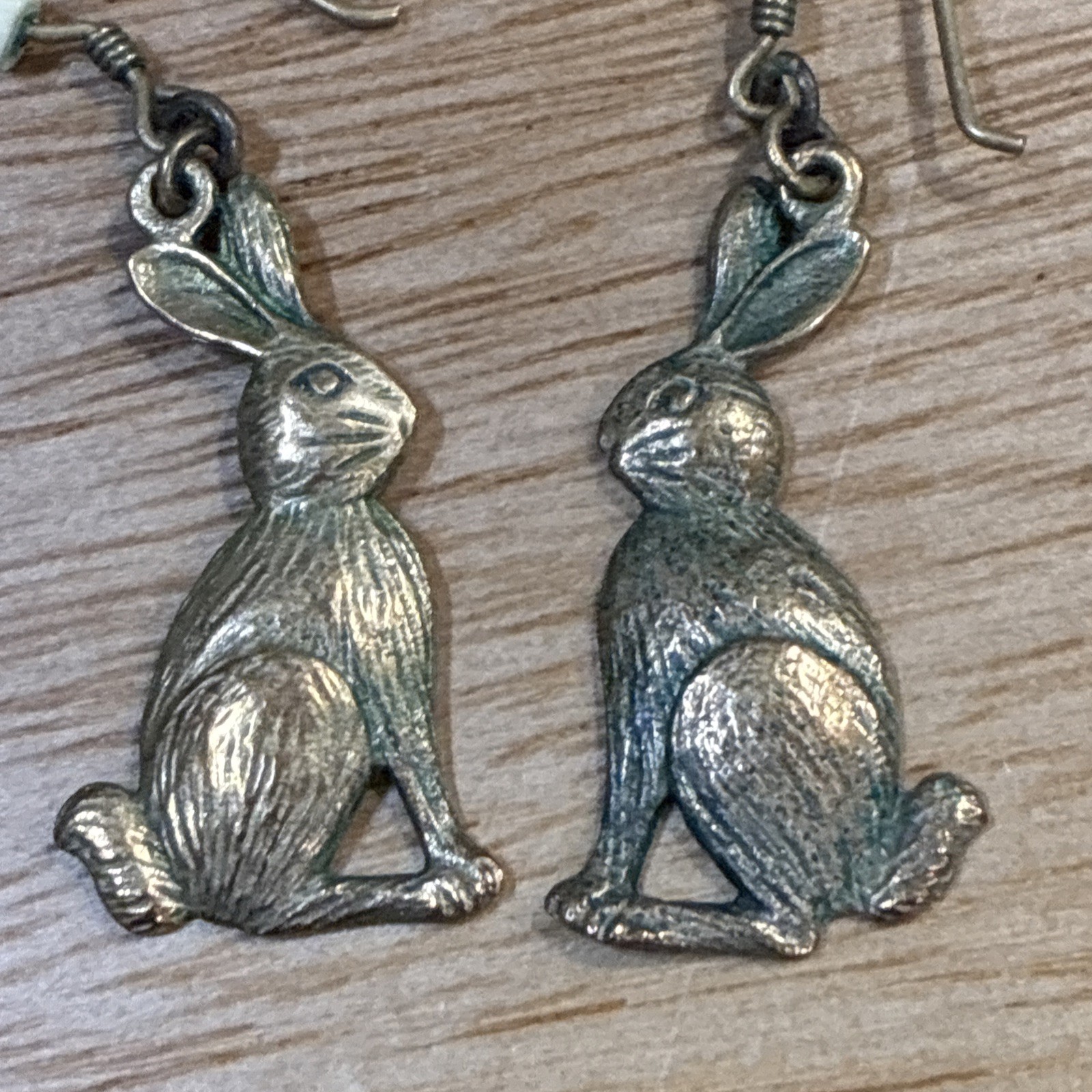 Brass Bunny Rabbit Earrings Vintage Dangle From Estate